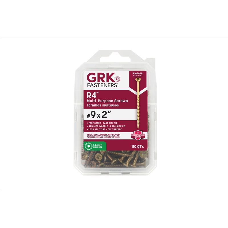 GRK Fasteners R4 No. 9 X 2 in. L Star Coated W-Cut Multi-Purpose Screws 110 pk