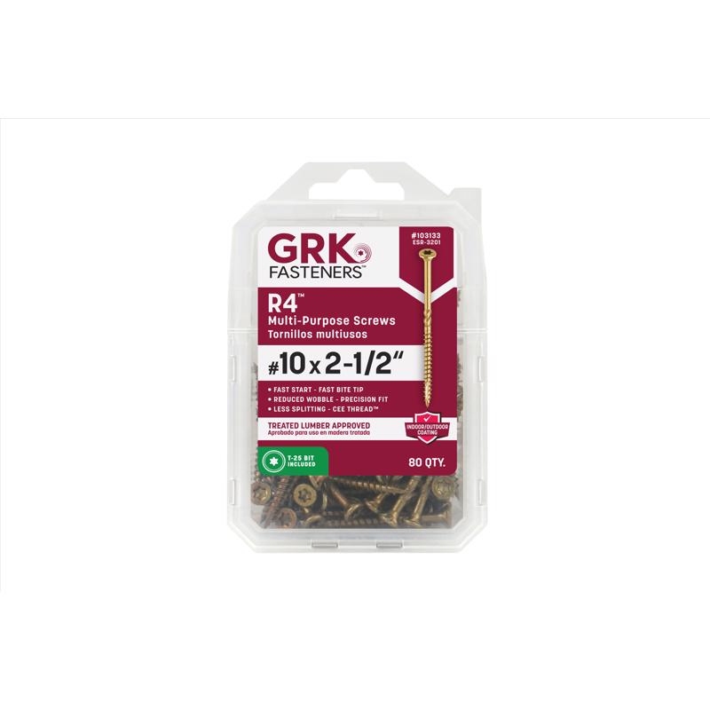 GRK Fasteners R4 No. 10 X 2-1/2 in. L Star Coated W-Cut Multi-Purpose Screws 80 pk