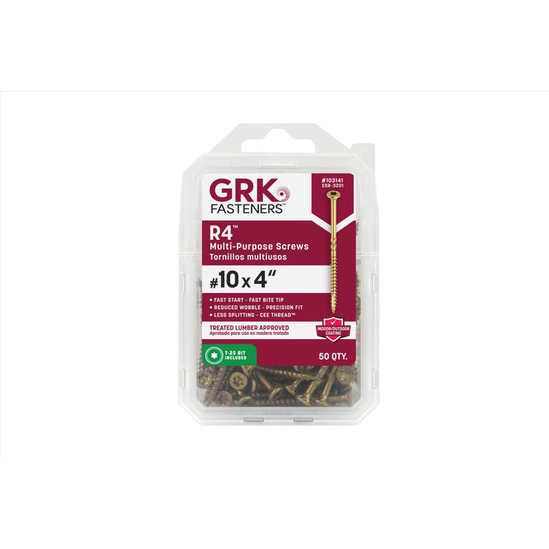 GRK Fasteners R4 No. 10 X 4 in. L Star Coated W-Cut Multi-Purpose Screws 50 pk