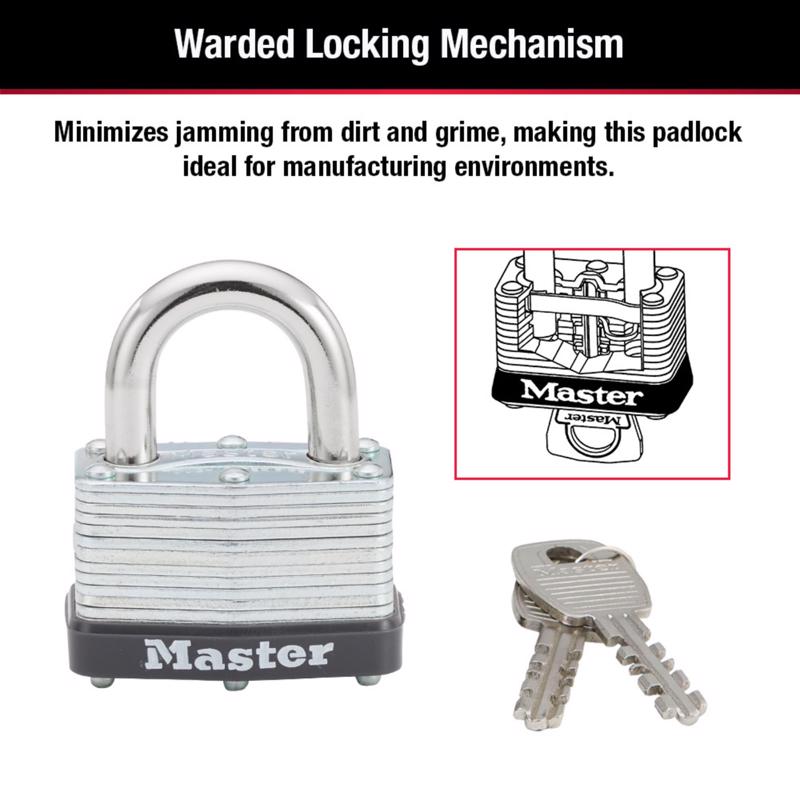 Master Lock 1-1/16 in. H X 1-3/4 in. W Laminated Steel Warded Locking Warded Padlock