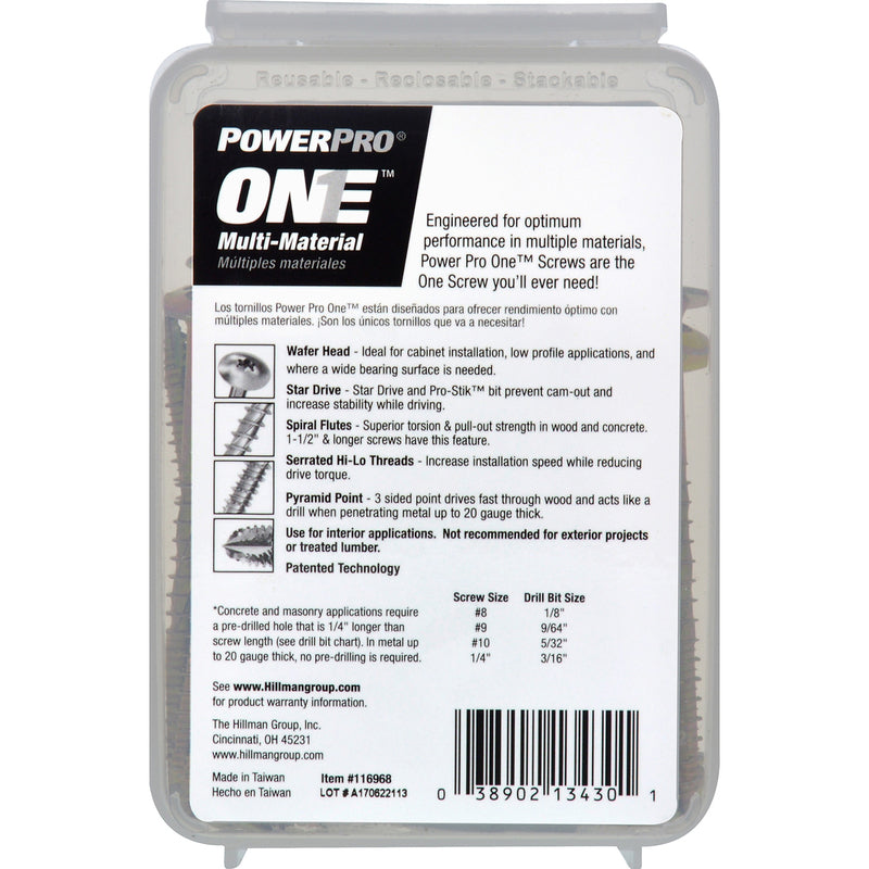HILLMAN Power Pro No. 10 Ga. X 3 in. L Star Wafer Head Coarse Multi-Material Screws