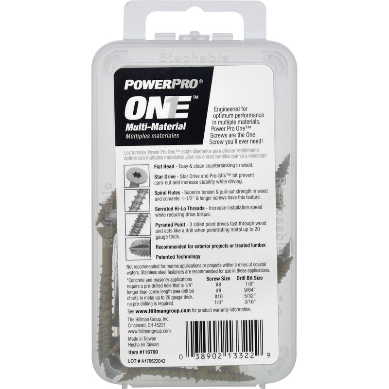 HILLMAN Power Pro No. 8 Ga. X 2 in. L Star Flat Head Coarse Multi-Material Screws