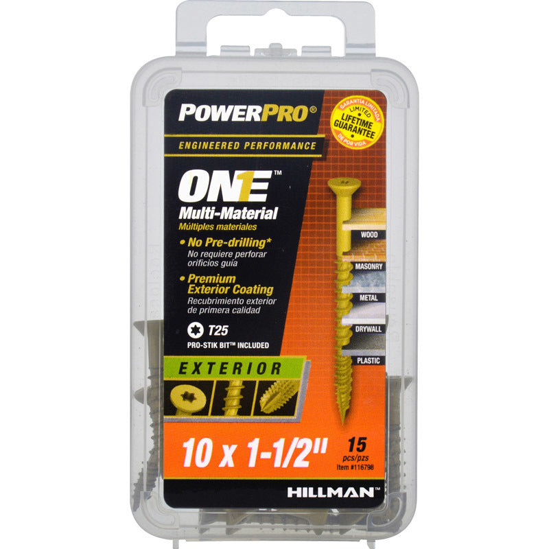 HILLMAN Power Pro No. 10 Ga. X 1-1/2 in. L Star Flat Head Coarse Multi-Material Screws