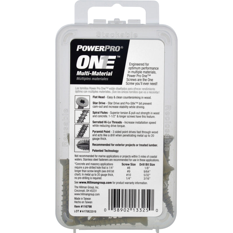 HILLMAN Power Pro No. 10 Ga. X 1-1/2 in. L Star Flat Head Coarse Multi-Material Screws