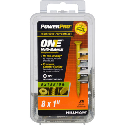 HILLMAN Power Pro No. 8 Ga. X 1 in. L Star Flat Head Coarse Multi-Material Screws