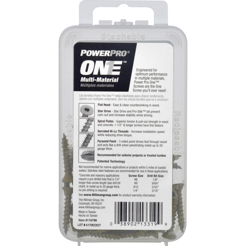 HILLMAN Power Pro No. 6 Ga. X 1 in. L Star Flat Head Coarse Multi-Material Screws