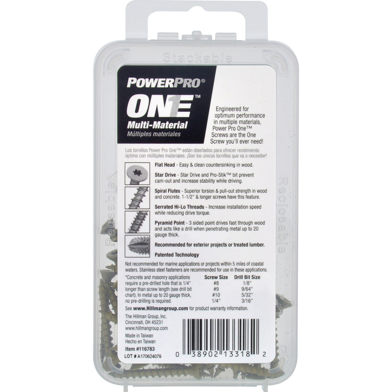 HILLMAN Power Pro No. 6 Ga. X 1-1/4 in. L Star Flat Head Coarse Multi-Material Screws