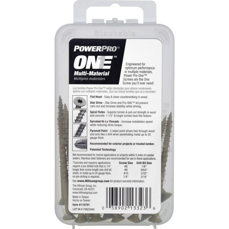 HILLMAN Power Pro No. 8 Ga. X 2-1/2 in. L Star Flat Head Coarse Multi-Material Screws