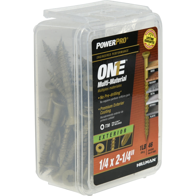 HILLMAN Power Pro 1/4 in. Ga. X 2-1/4 in. L Star Flat Head Coarse Multi-Material Screws