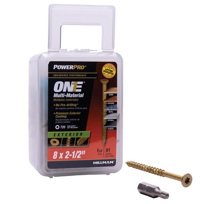 HILLMAN Power Pro No. 8 Ga. X 2-1/2 in. L Star Flat Head Coarse Multi-Material Screws