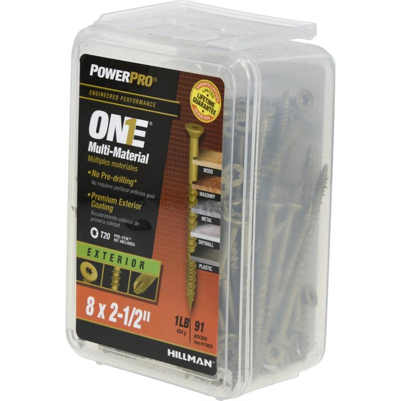 HILLMAN Power Pro No. 8 Ga. X 2-1/2 in. L Star Flat Head Coarse Multi-Material Screws