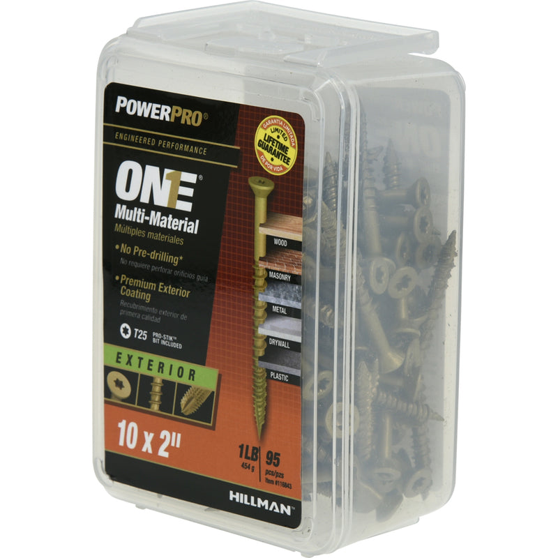 HILLMAN Power Pro No. 10 Ga. X 2 in. L Star Flat Head Coarse Multi-Material Screws