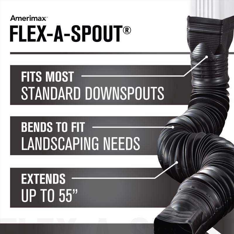 Amerimax Flex-A-Spout 4 in. H X 4 in. W X 25.5 in. L Black Vinyl K Downspout Extension