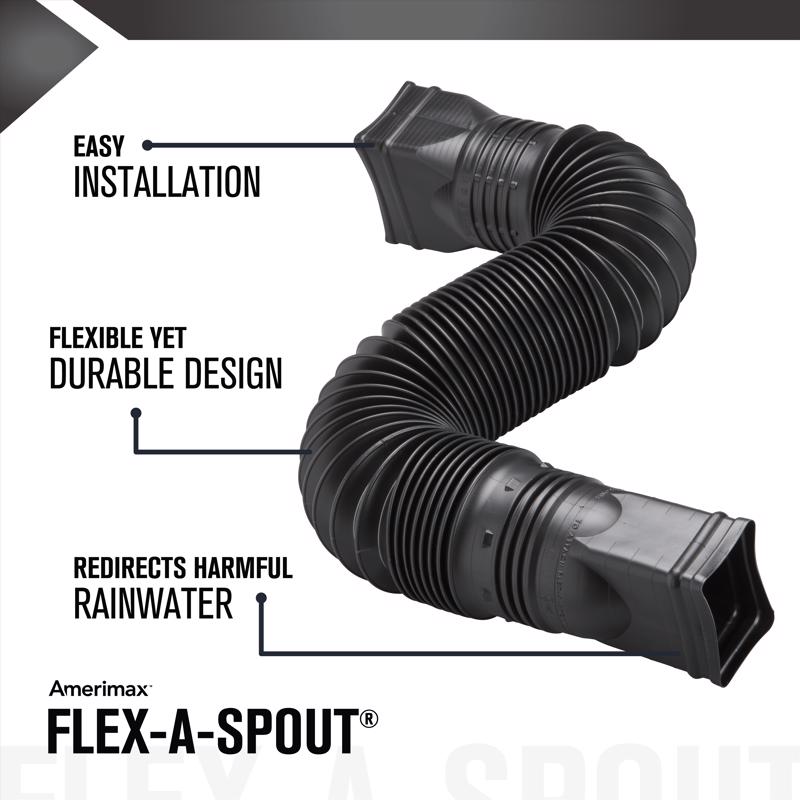 Amerimax Flex-A-Spout 4 in. H X 4 in. W X 25.5 in. L Black Vinyl K Downspout Extension