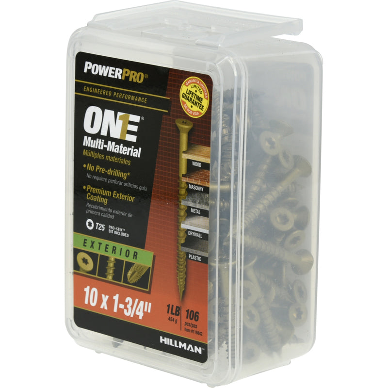 HILLMAN Power Pro No. 10 Ga. X 1-3/4 in. L Star Flat Head Coarse Multi-Material Screws