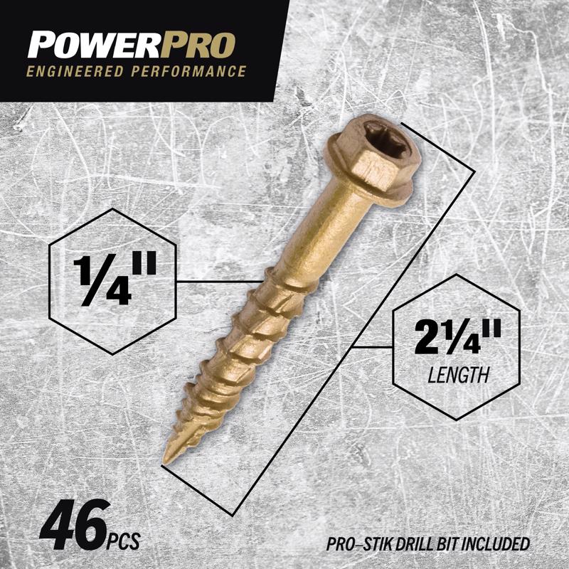 HILLMAN Power Pro 1/4 in. Ga. X 2-1/4 in. L Star Hex Washer Head Coarse Multi-Material Screws