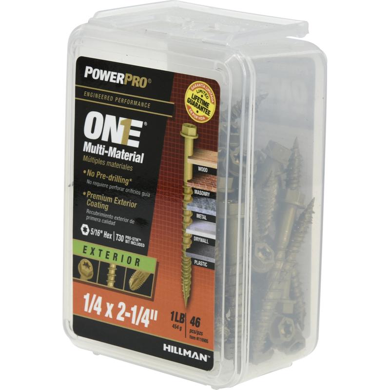 HILLMAN Power Pro 1/4 in. Ga. X 2-1/4 in. L Star Hex Washer Head Coarse Multi-Material Screws