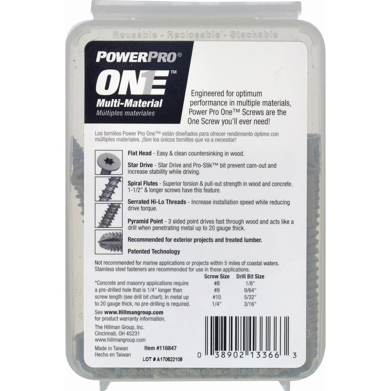 HILLMAN Power Pro No. 10 Ga. X 3 in. L Star Flat Head Coarse Multi-Material Screws