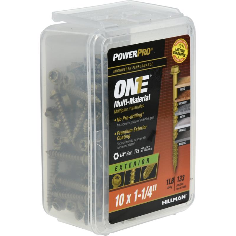 HILLMAN Power Pro No. 10 Ga. X 1-1/4 in. L Star Hex Washer Head Coarse Multi-Material Screws