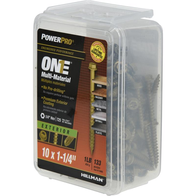 HILLMAN Power Pro No. 10 Ga. X 1-1/4 in. L Star Hex Washer Head Coarse Multi-Material Screws