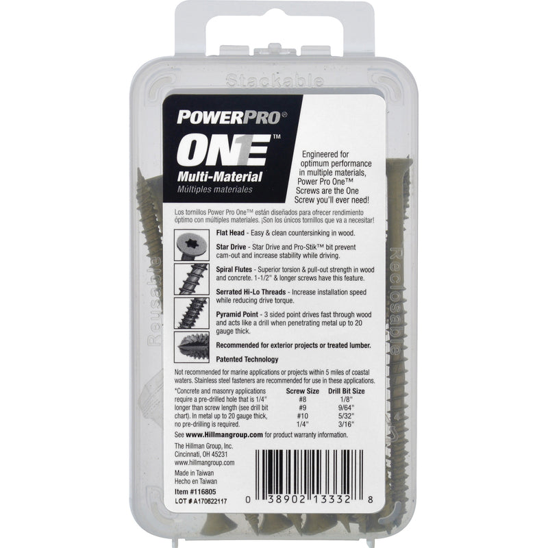 HILLMAN Power Pro No. 10 Ga. X 3-1/2 in. L Star Flat Head Coarse Multi-Material Screws