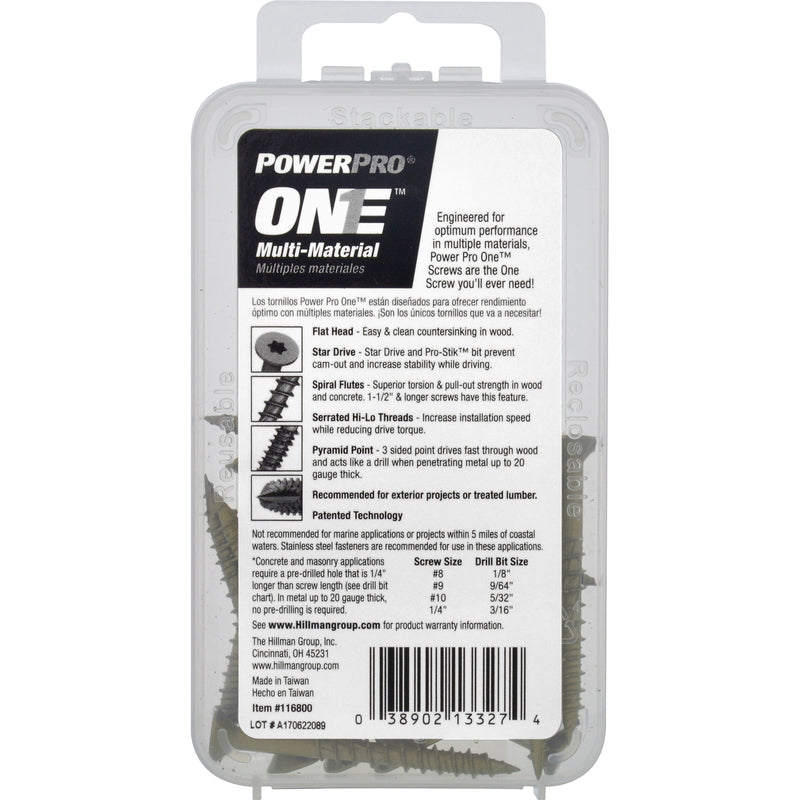 HILLMAN Power Pro No. 10 Ga. X 2 in. L Star Flat Head Coarse Multi-Material Screws
