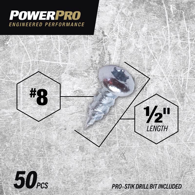 HILLMAN PowerPro No. 8 Ga. X 1/2 in. L Star Pan Head Coarse Multi-Material Screws