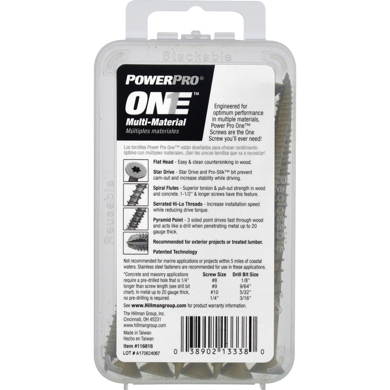 HILLMAN Power Pro 1/4 in. Ga. X 4 in. L Star Flat Head Coarse Multi-Material Screws