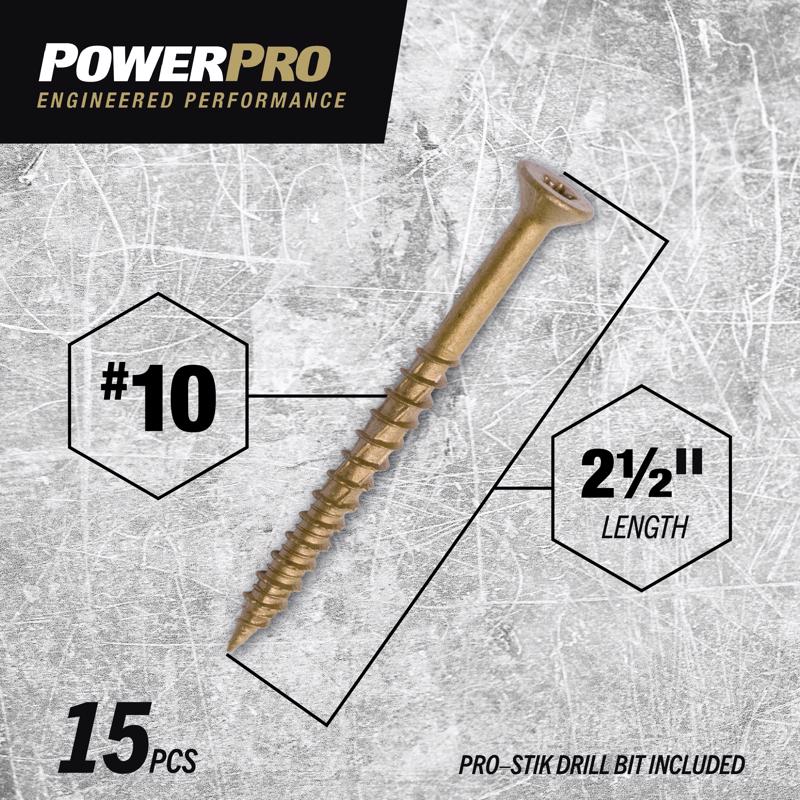 HILLMAN Power Pro No. 10 Ga. X 2-1/2 in. L Star Flat Head Coarse Multi-Material Screws