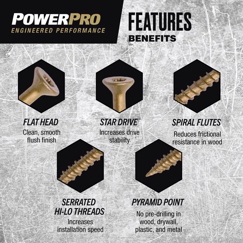 HILLMAN Power Pro No. 10 Ga. X 2-1/2 in. L Star Flat Head Coarse Multi-Material Screws