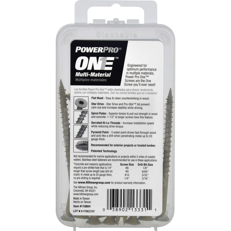 HILLMAN Power Pro No. 10 Ga. X 3 in. L Star Flat Head Coarse Multi-Material Screws