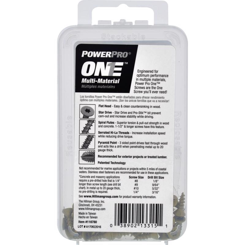 HILLMAN Power Pro No. 6 Ga. X 1/2 in. L Star Flat Head Coarse Multi-Material Screws