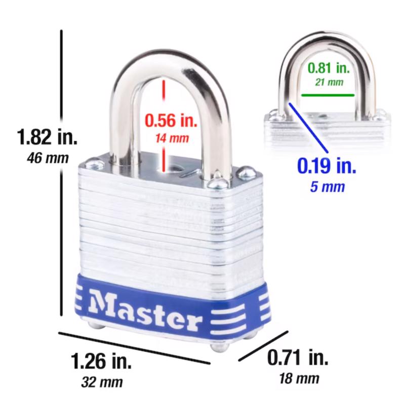 Master Lock 1 in. H X 11/16 in. W X 1-1/8 in. L Steel 4-Pin Cylinder Exterior Padlock