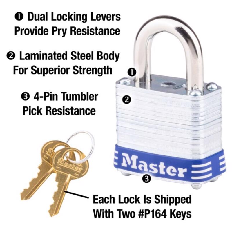Master Lock 1 in. H X 11/16 in. W X 1-1/8 in. L Steel 4-Pin Cylinder Exterior Padlock