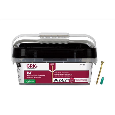 GRK Fasteners R4 No. 9 in. X 2-1/2 in. L Star Flat Head W-Cut Multi-Purpose Screws