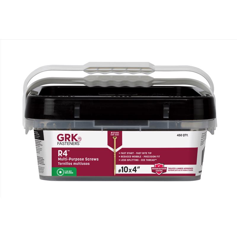GRK Fasteners R4 No. 10 in. X 4 in. L Star Flat Head W-Cut Multi-Purpose Screws