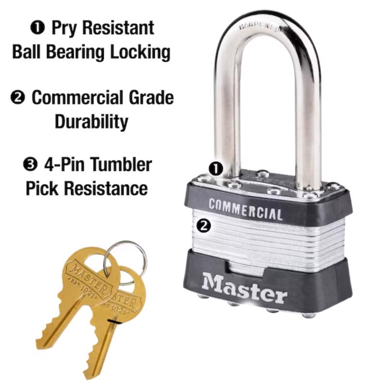 Master Lock 1-5/16 in. H X 1 in. W X 1-3/4 in. L Steel 4-Pin Cylinder Exterior Padlock