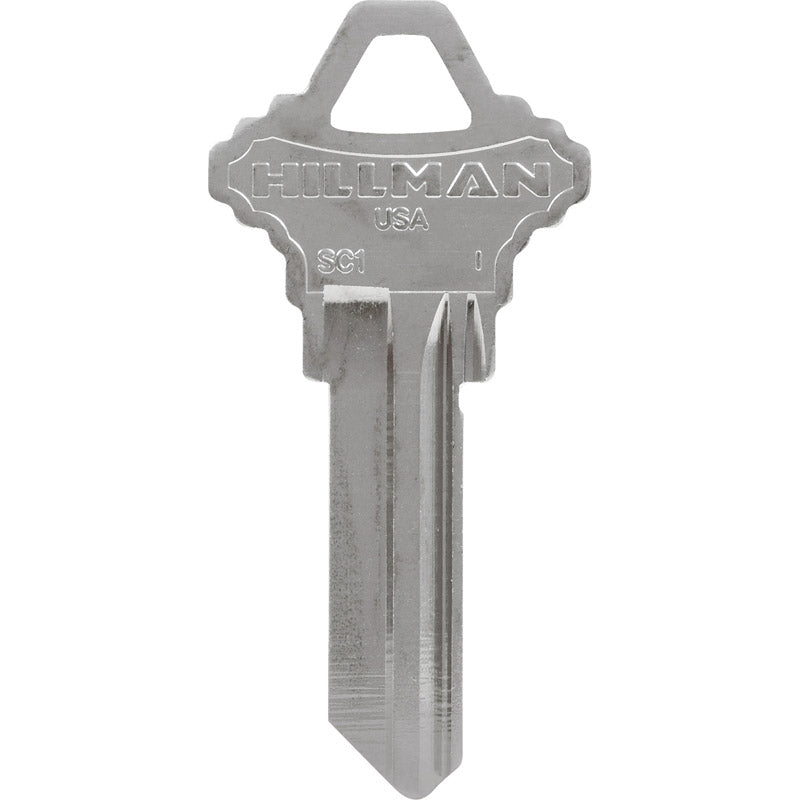 HILLMAN Traditional Silver House/Office Key Blank SC1 Single For Schlage Locks