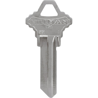 HILLMAN Traditional Silver House/Office Key Blank SC1 Single For Schlage Locks