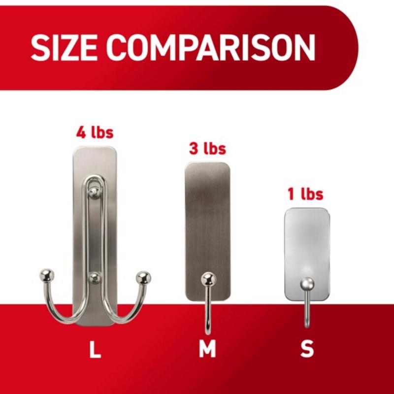 3M Command 2 in. L Brushed Nickel Metal Large Double Hook 4 lb. cap.