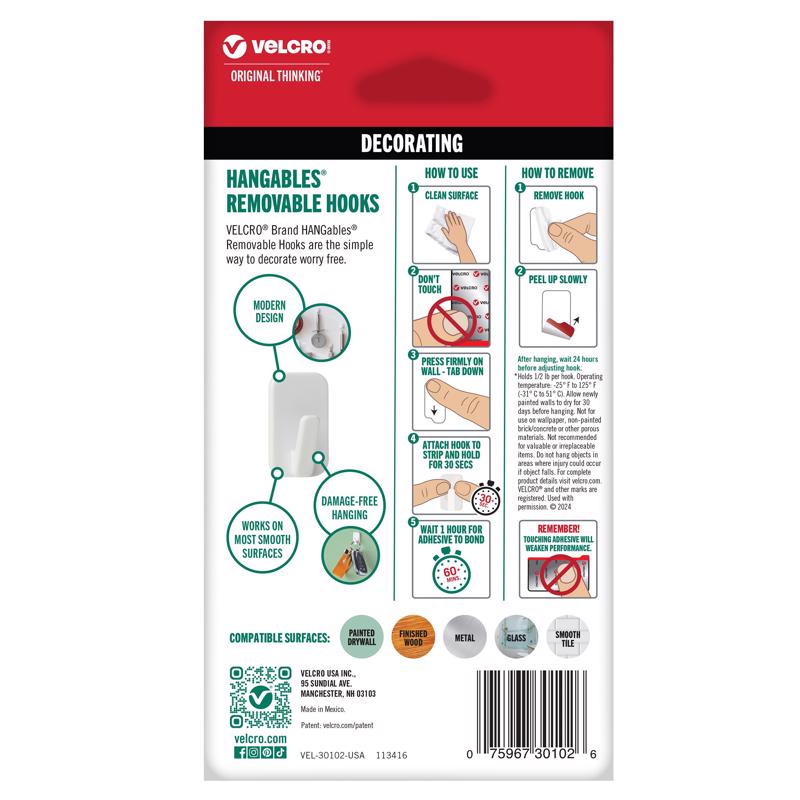 VELCRO Brand HANGables Micro Plastic Micro Hooks 4 pk