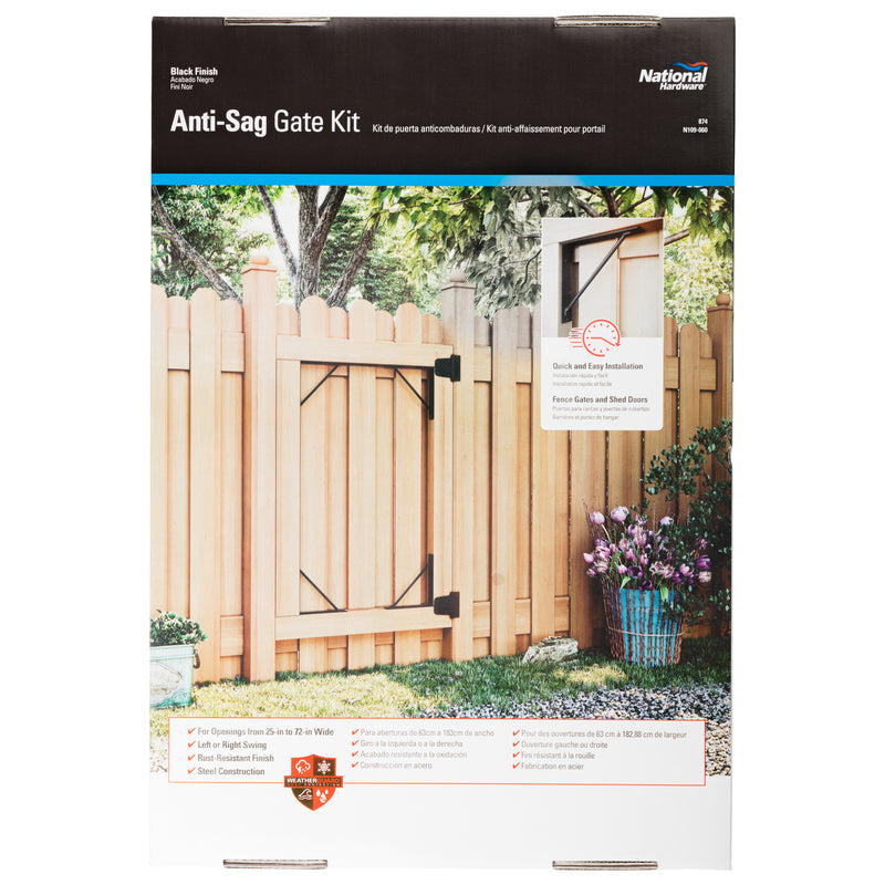 National Hardware 3.74 in. L Black Steel Anti-Sag Gate Kit