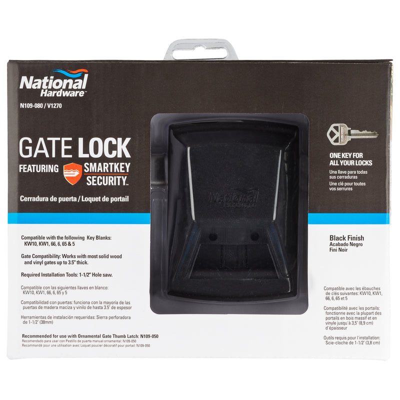 National Hardware SmartKey 3.35 in. L Black Metal Gate Lock