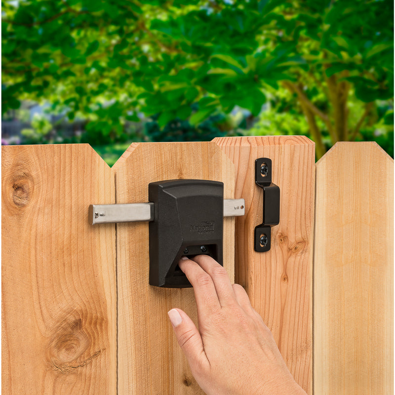 National Hardware SmartKey 3.35 in. L Black Metal Gate Lock