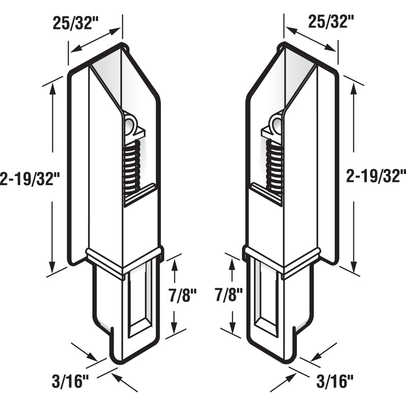 Prime-Line 0.63 in. D X 3 in. L Matte White Plastic Door Guide