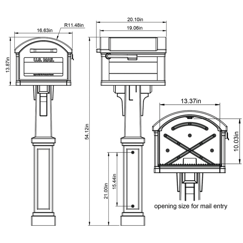 Architectural Mailboxes Grand Haven Classic Plastic Post Mount Black Mailbox