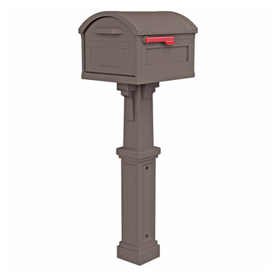 Architectural Mailboxes Grand Haven Classic Plastic Post Mount Mocha Mailbox