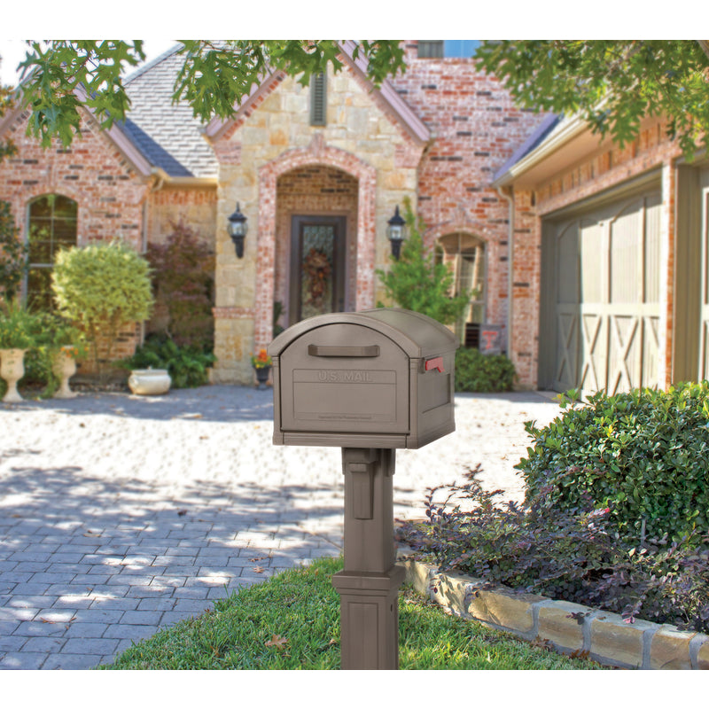 Architectural Mailboxes Grand Haven Classic Plastic Post Mount Mocha Mailbox