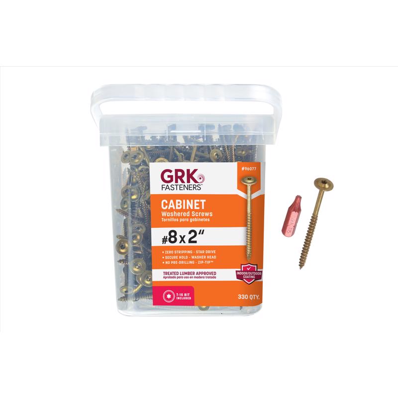 GRK Fasteners No. 8 X 2 in. L Star Yellow Zinc Self-Tapping Cabinet Screws 330 pk
