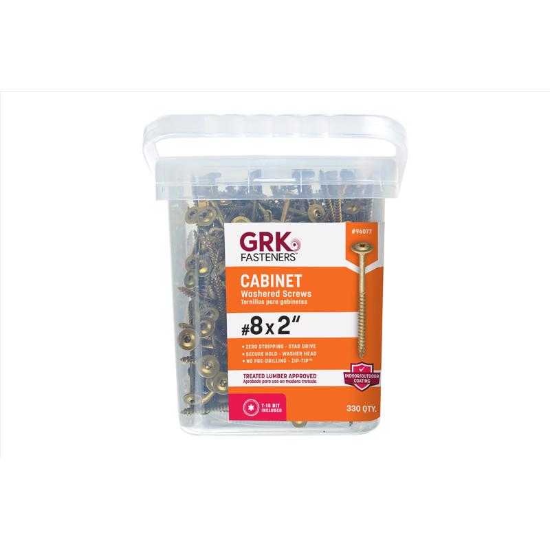 GRK Fasteners No. 8 X 2 in. L Star Yellow Zinc Self-Tapping Cabinet Screws 330 pk
